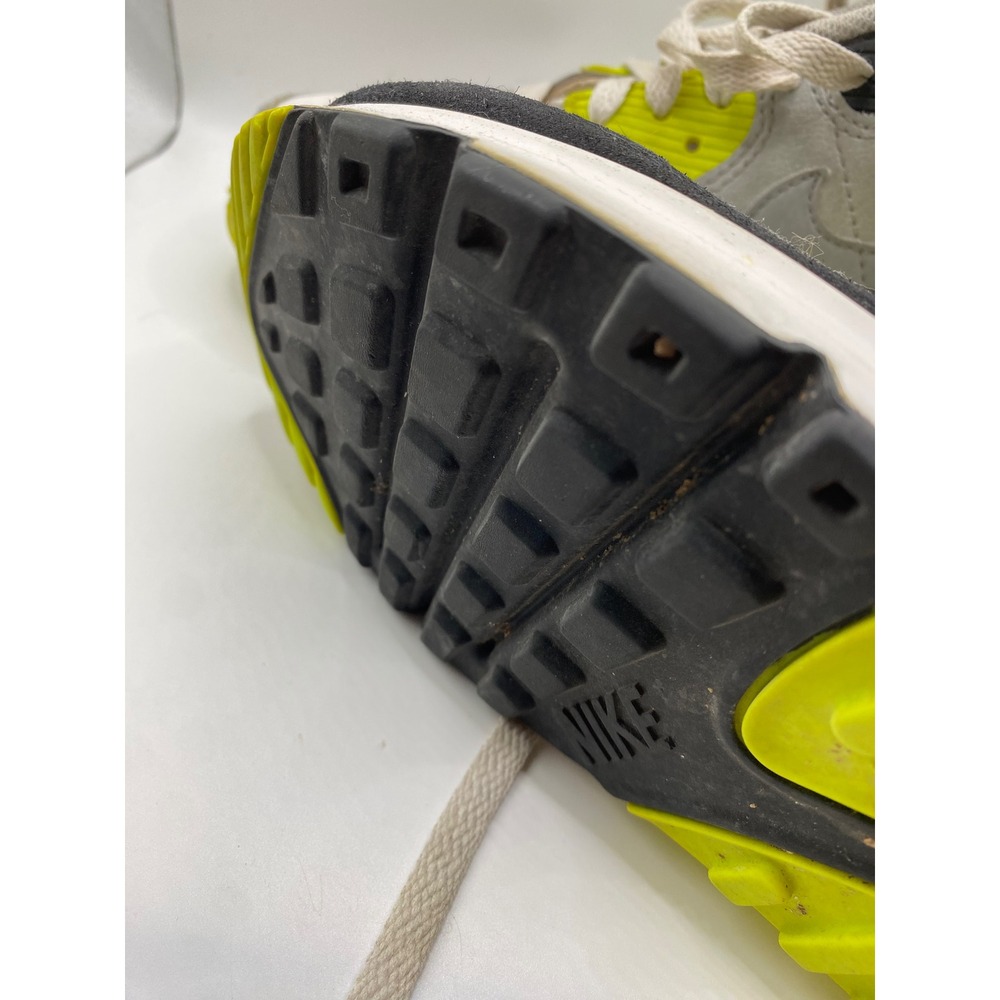 Kids Nike Air Max 90 Sneakers White Gray Neon Yellow Green Size 7Y‎ - Picture 5 of 7
